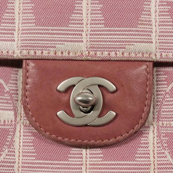 CHANEL New Travel line Choco Bar Chain Shoulder Bag Nylon Pink CC Auth 121966 - Picture 8 of 16